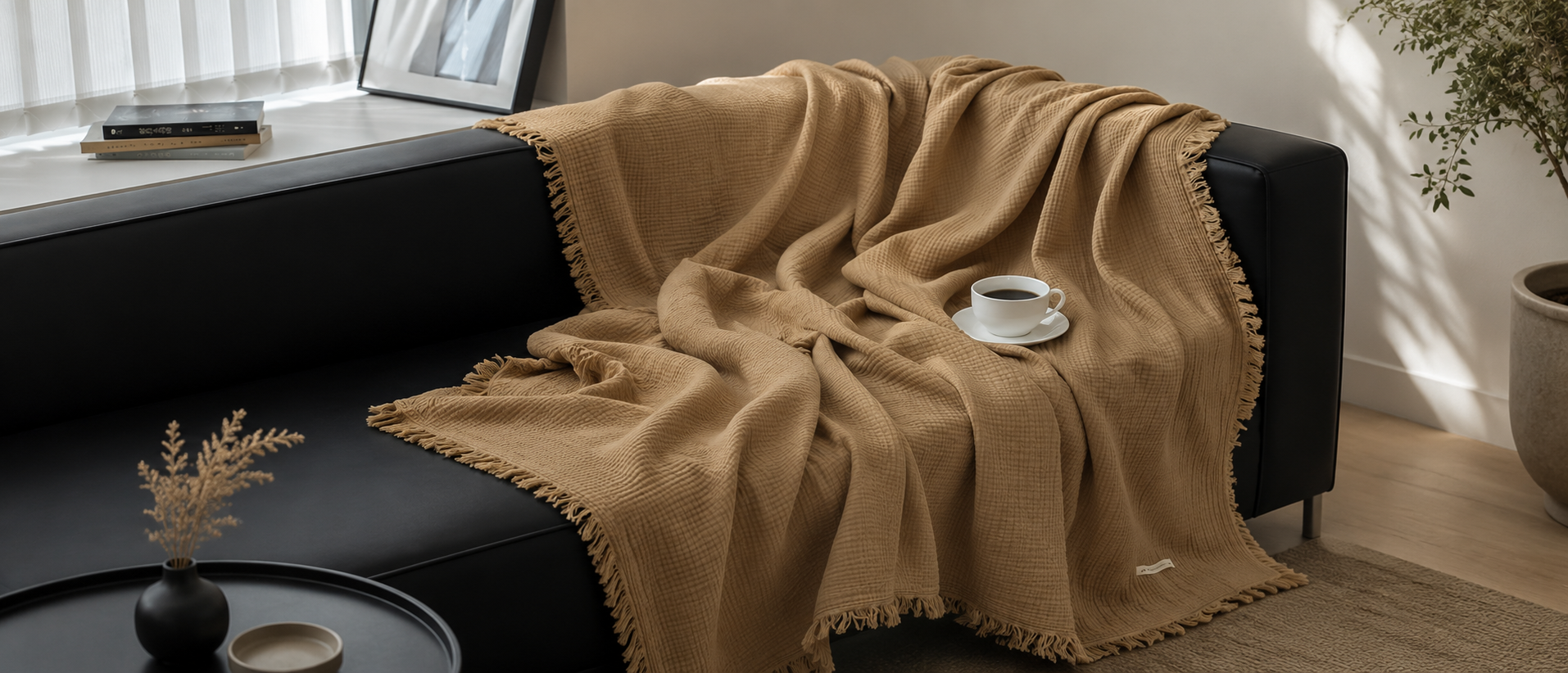 Soft pillows and throws styled for everyday comfort